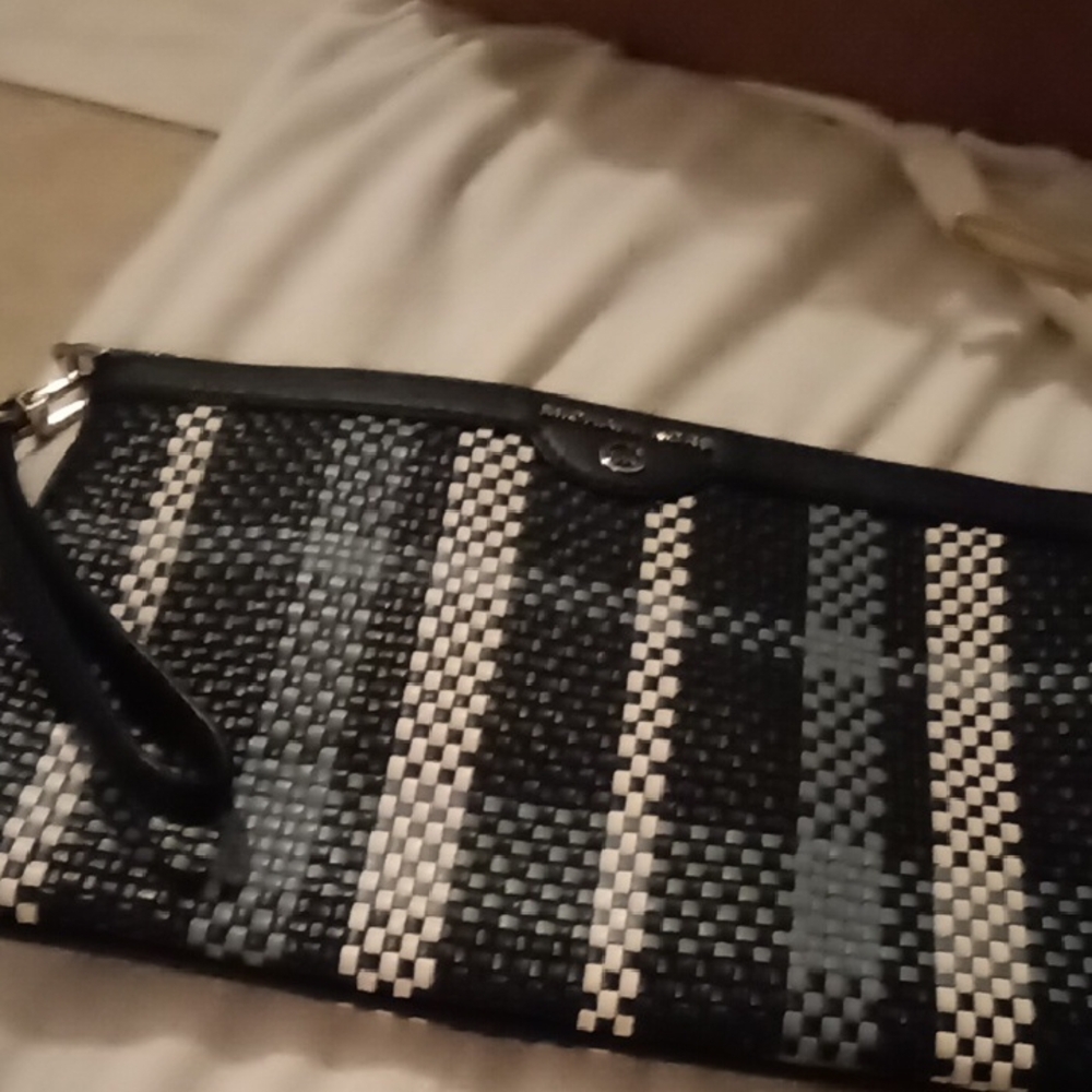 Nine West Black and White Woven Clutch